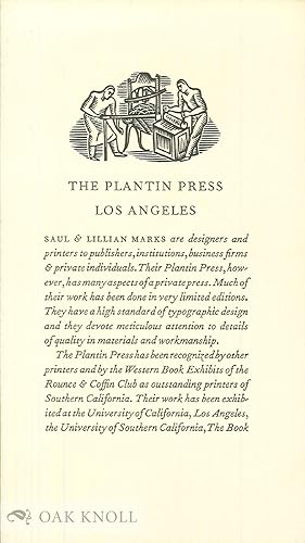 Seller image for PLANTIN PRESS OF SAUL AND LILLIAN MARKS.|THE for sale by Oak Knoll Books, ABAA, ILAB