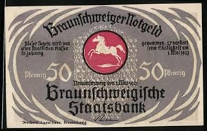 Bild des Verkufers fr Notgeld Braunschweig 1923, 50 Pfennig, Eulenspiegel als Liebhaber, Wappen zum Verkauf von Bartko-Reher