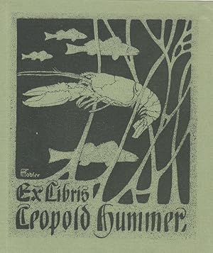 Imagen del vendedor de Ex Libris Leopold Hummer. Hummer und Fische. a la venta por Antiquariat  Braun