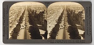 Stereo-Fotografie Keystone View Company, Meadville, Ansicht Paris, Champs Elysees from the Arch o...