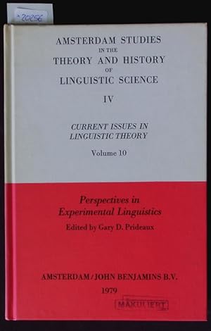 Bild des Verkufers fr Perspectives in experimental linguistics. Amsterdam studies in the theory and history of linguistic science. zum Verkauf von Antiquariat Bookfarm