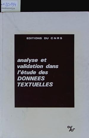 Image du vendeur pour Analyse et validation dans l'tude des donnes textuelles. mis en vente par Antiquariat Bookfarm
