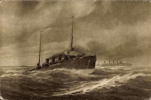 Künstler Ansichtskarte / Postkarte Ramberg, Österreichisches Kriegsschiff, SMS Helgoland, Rapidkr...