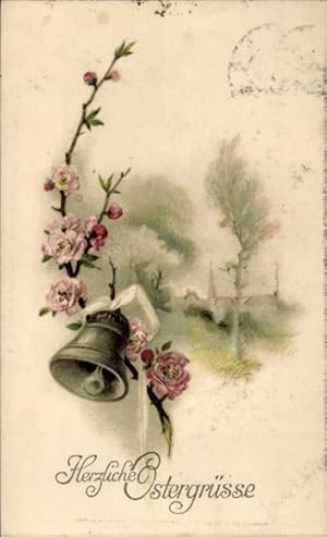 Ansichtskarte / Postkarte Glückwunsch Ostern, Glocke, Rosen - Amag 1428