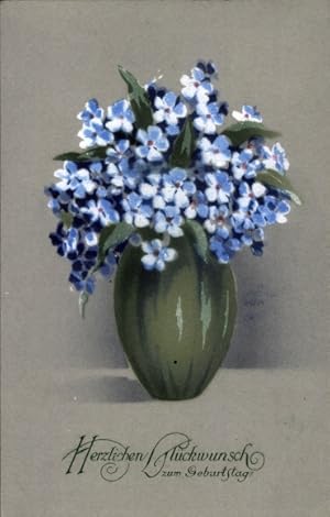 Ansichtskarte / Postkarte Glückwunsch Geburtstag, Blumen, Blumenvase