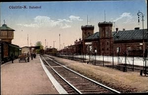 Ansichtskarte / Postkarte Kostrzyn nad Cüstrin Küstrin Ostbrandenburg, Bahnhof, Gleisseite