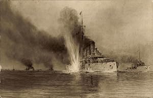 Künstler Ansichtskarte / Postkarte Ramberg, Österreichisches U Boot versenkt italienischen Panzer...