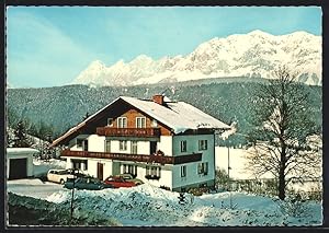Bild des Verkufers fr Ansichtskarte Schladming-Rohrmoos, Hotel Haus Bergheimat G. u. T. Schrempf im Schnee zum Verkauf von Bartko-Reher