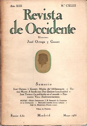 Bild des Verkufers fr Revista de Occidente. Mayo 1935 - N CXLIII . zum Verkauf von Librera Astarloa