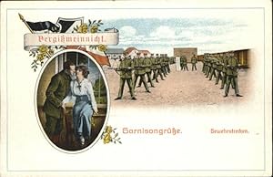 Postkarte Carte Postale 70955766 Schwarz Weiss Rot Garnisongruesse Gewehrstrecken Soldaten Soldat...