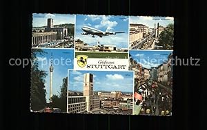 Postkarte Carte Postale 71614717 Wappen Stuttgart Flugzeug Stadt Heraldik