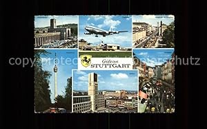 Postkarte Carte Postale 71614741 Wappen Stuttgart Flugzeug Stadt Heraldik