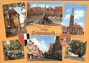Postkarte Carte Postale 72011571 Schwabach Marktplatz Brunnen Kirche Weiher Strassenpartien Schwa...