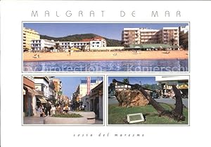 Postkarte Carte Postale 72220724 Malgrat de Mar Platz Fussgaengerzone und Strand Malgrat de Mar
