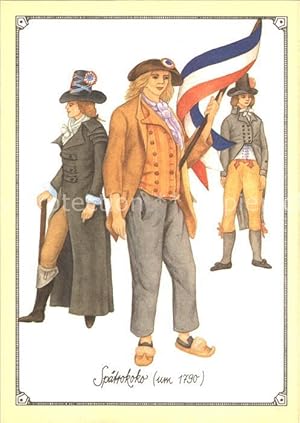 Postkarte Carte Postale 72448425 Mode Spaetrokoko Sansculotte Revolutionszeit 1790 Frankreich Mode