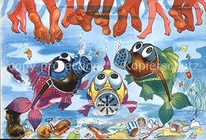 Bild des Verkufers fr Postkarte Carte Postale 72562373 Fische Humor Gasmaske Fuesse Meer Spanien Typen Tiere zum Verkauf von Versandhandel Boeger