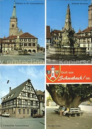 Postkarte Carte Postale 72597398 Schwabach Brunnen Rathaus Sankt Johanniskirche Schwabach