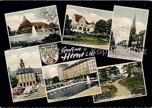 Postkarte Carte Postale 42609126 Herne Westfalen Bahnhof Parkhaus Stadtgarten Katholische Kirche ...