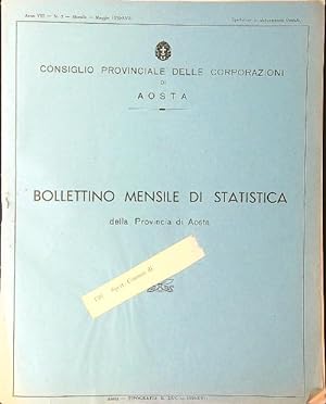 Bollettino mensile di statistica n. 5/maggio 1939 della provincia di Aosta