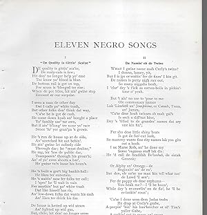 Image du vendeur pour Eleven Negro Songs mis en vente par Legacy Books II