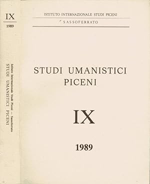 Immagine del venditore per Studi Umanistici Piceni IX - 1989 venduto da Biblioteca di Babele