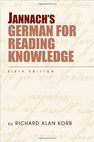 Imagen del vendedor de Jannach's German for Reading Knowledge a la venta por WeBuyBooks