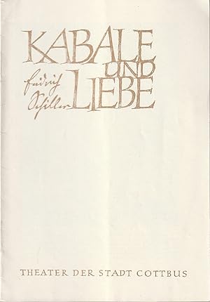 Imagen del vendedor de Programmheft Friedrich Schiller KABALE UND LIEBE Premiere 9. Januar 1965 Spielzeit 1964 / 65 Heft 8 a la venta por Programmhefte24 Schauspiel und Musiktheater der letzten 150 Jahre