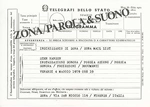 Seller image for Installazione Sonora / Poesia Azione / Poesia Sonora / Proiezioni / Documenti [Handbill] for sale by Division Leap