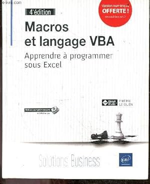 Image du vendeur pour Macros et langage VBA - Apprendre a programmer sous Excel - 4e edition mis en vente par Le-Livre