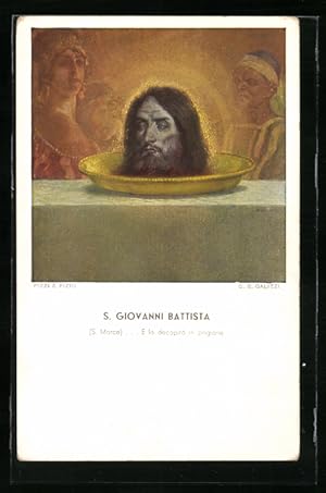 Künstler-Ansichtskarte S. Giovanni Battista, Kopf auf einem Tablett