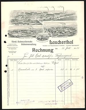 Rechnung Laucherthal 1912, Fürstlich Hohenzollernsche Hüttenverwaltung, Ansichten der Betriebe un...