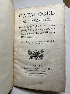Catalogue de Tableaux. (2-4 May 1776)