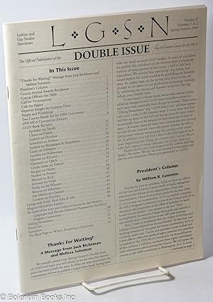 Seller image for LGSN: Lesbian & Gay Studies Newsletter; vol. 27, Nos. 1 & 2 (Double Issue), Spring/Summer 2000 for sale by Bolerium Books Inc.