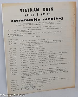 Vietnam Days May 21 & May 22. Community meeting