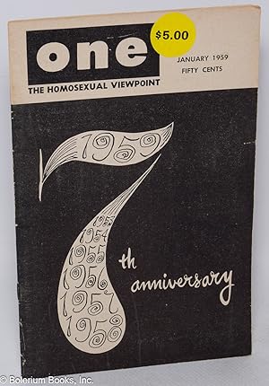 Seller image for ONE Magazine; the homosexual viewpoint; vol. 7, #1, January 1959; 7th anniversary issue for sale by Bolerium Books Inc.