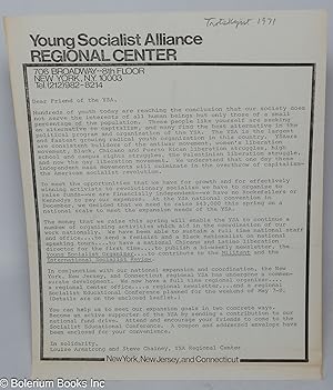 Young Socialist Alliance Regional Center [fundraising letter]