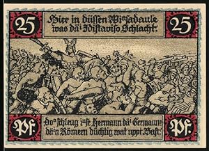 Bild des Verkufers fr Notgeld Eisbergen 1921, 25 Pfennig, Hermann der Germane in der Schlacht zum Verkauf von Bartko-Reher