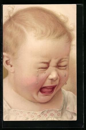 Ansichtskarte Gesicht eines lauthals schreienden und weinenden Kindes