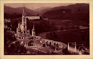 Ansichtskarte / Postkarte Lourdes Hautes Pyrénées, Basilika, Blick vom Chateau Fort