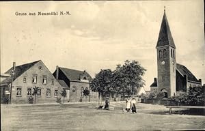 Ansichtskarte / Postkarte Kijewo Neumühl Ostbrandenburg, Platz, Kirche