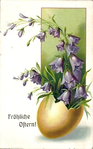 Ansichtskarte / Postkarte Glückwunsch Ostern, Lila Blumen in einem Osterei