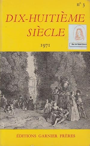 Image du vendeur pour Dix-huitime sicle : revue annuelle. 1971. mis en vente par Librairie Lalibela