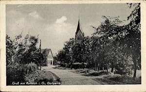 Seller image for Ansichtskarte / Postkarte Ramsloh in Oldenburg Saterland, Dorfstrae, Kirche for sale by akpool GmbH