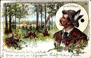 Ansichtskarte / Postkarte Jäger, Zielscheibe, Wald