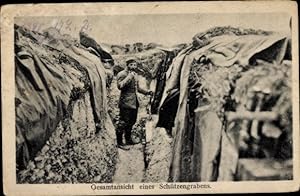 Ansichtskarte / Postkarte Gesamtansicht eines Schützengrabens, Soldaten, I. WK