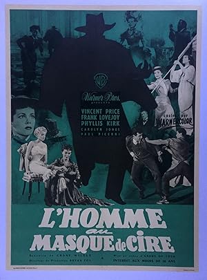 Affiche cinéma entoilée L'HOMME AU MASQUE DE CIRE House of Wax VINCENT PRICE 60x80cm