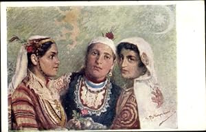 Künstler Ansichtskarte / Postkarte I., Frauen in Balkan-Trachten, Gruppenbild