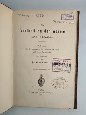 Seller image for Die Vertheilung der Wrme auf der Erdoberflche. for sale by Antiquariat Bookfarm