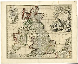 Antique Map-GREAT BRITAIN-ENGLAND-SCOTLAND-IRELAND-Visscher-ca 1690