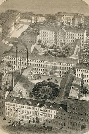 Leipzig, Stadtansicht, Leipzig - Gesamtansicht - "Das Etablissement von F. A. Brockhaus in Leipzig".